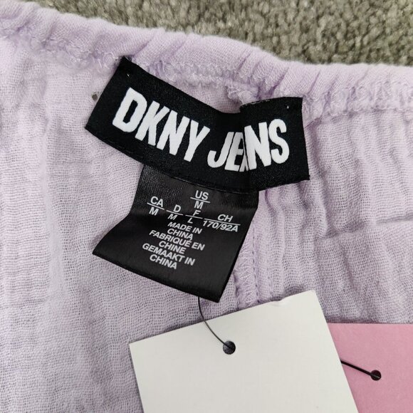 NEW Dkny Women's Crop Top Size M Purple Cotton Seersucker One Shoulder Boho Chic - Picture 4 of 9